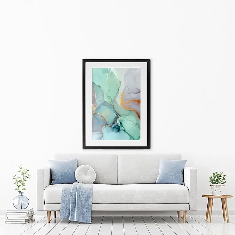 Mint Green Abstract Framed Art Print