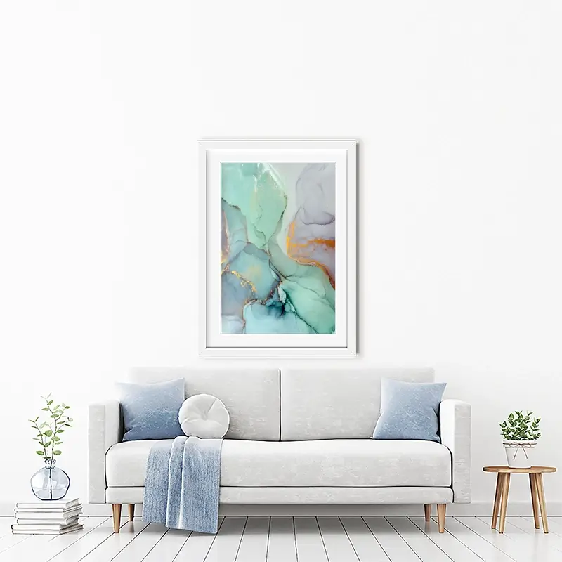 Mint Green Abstract Framed Art Print