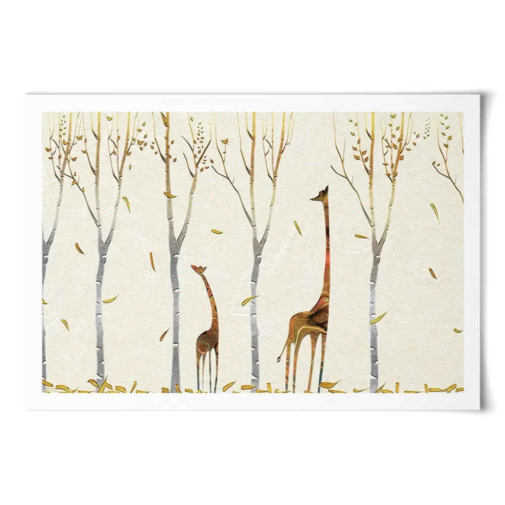 Autumn Giraffes Art Print