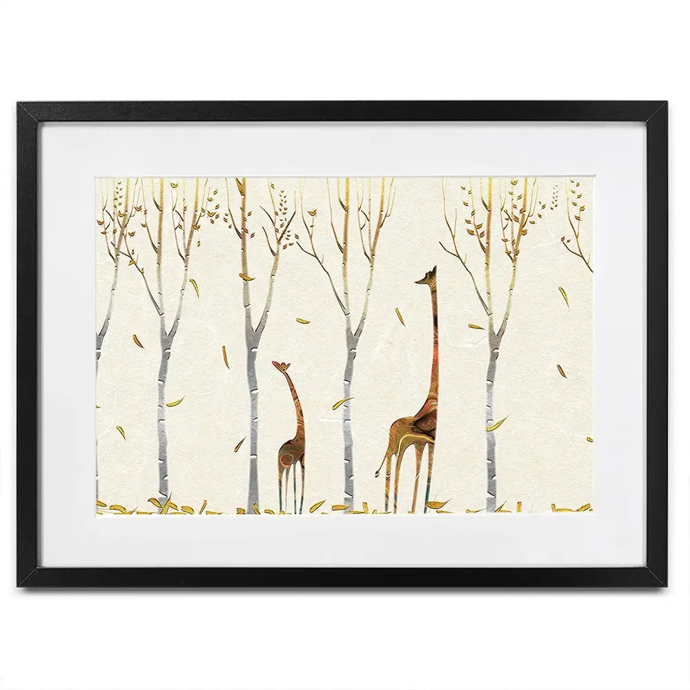 Autumn Giraffes Framed Art Print