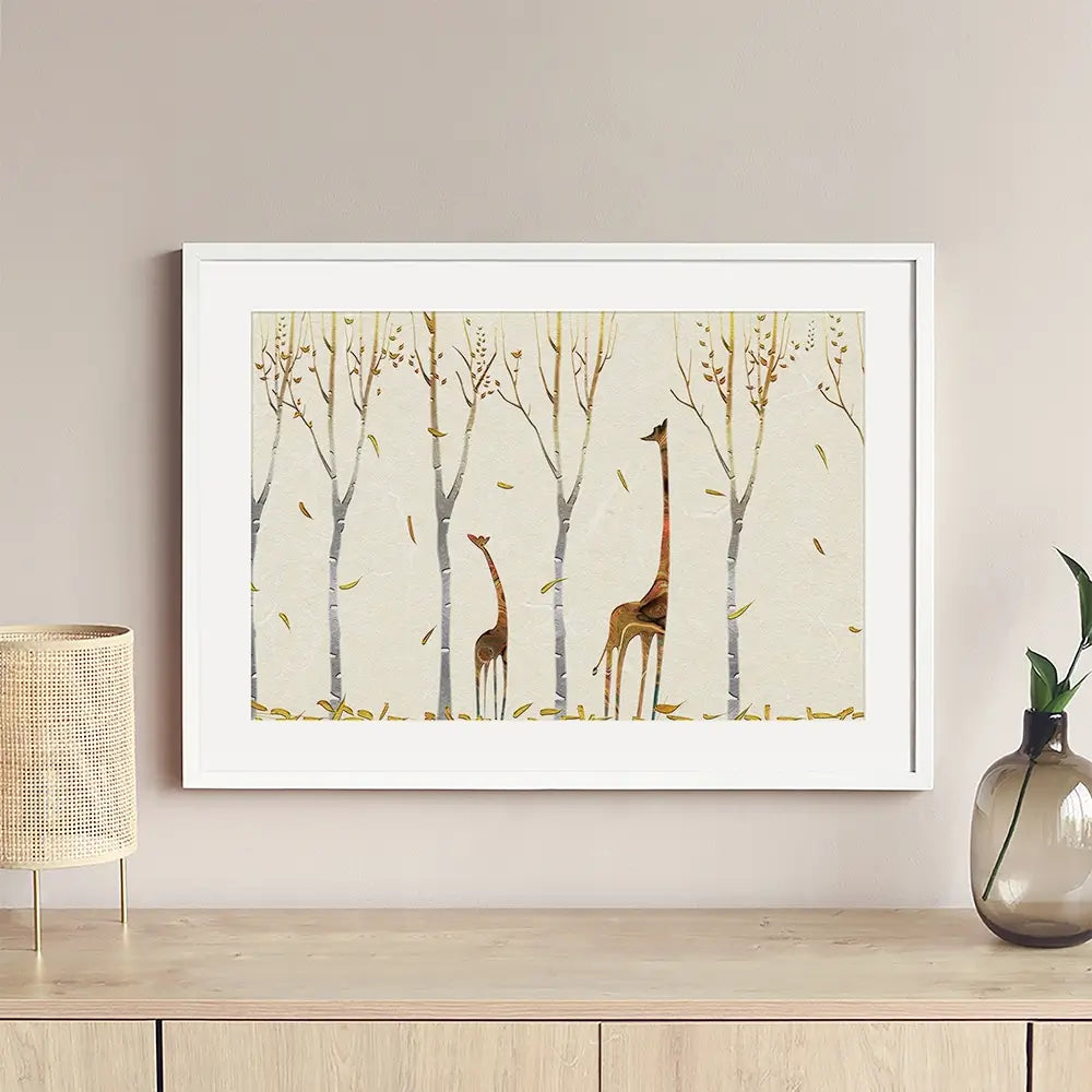 Autumn Giraffes Framed Art Print