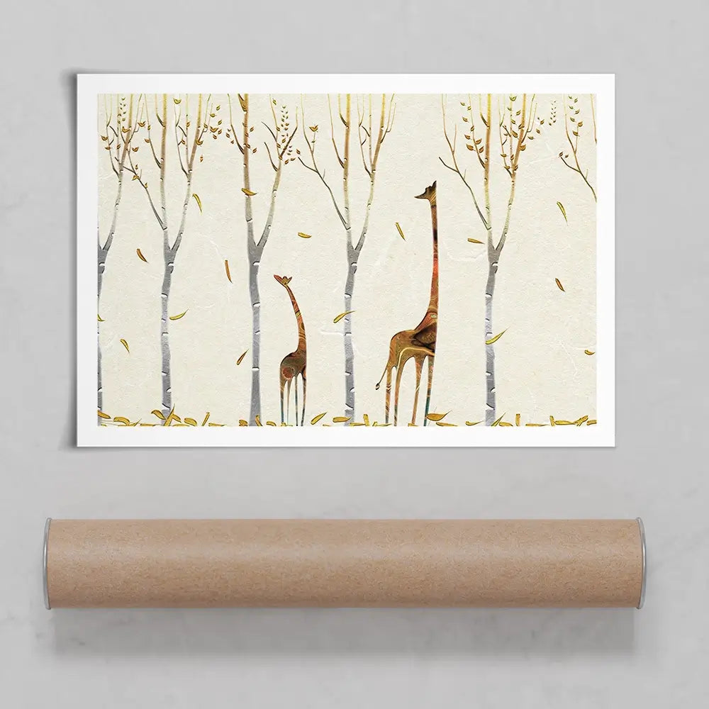 Autumn Giraffes Art Print