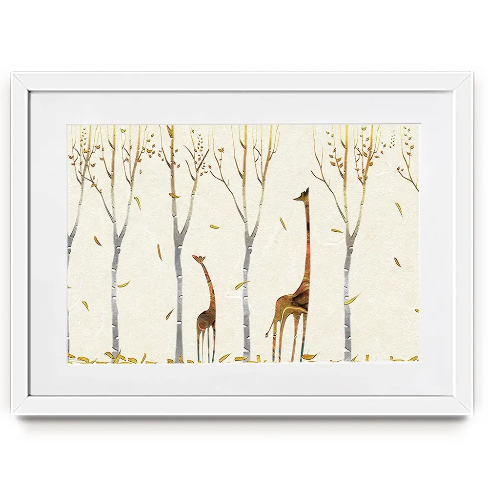 Autumn Giraffes Framed Art Print