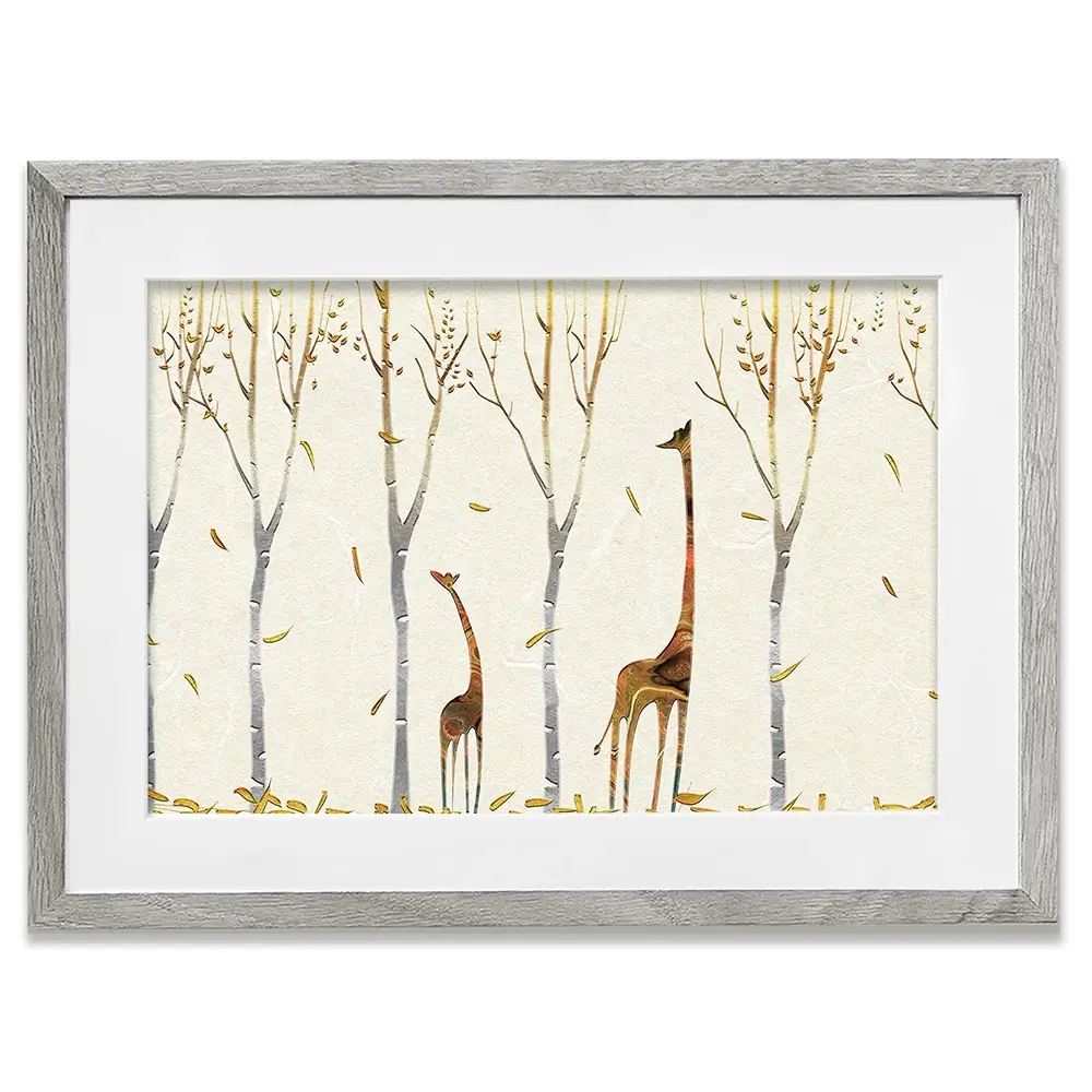 Autumn Giraffes Framed Art Print