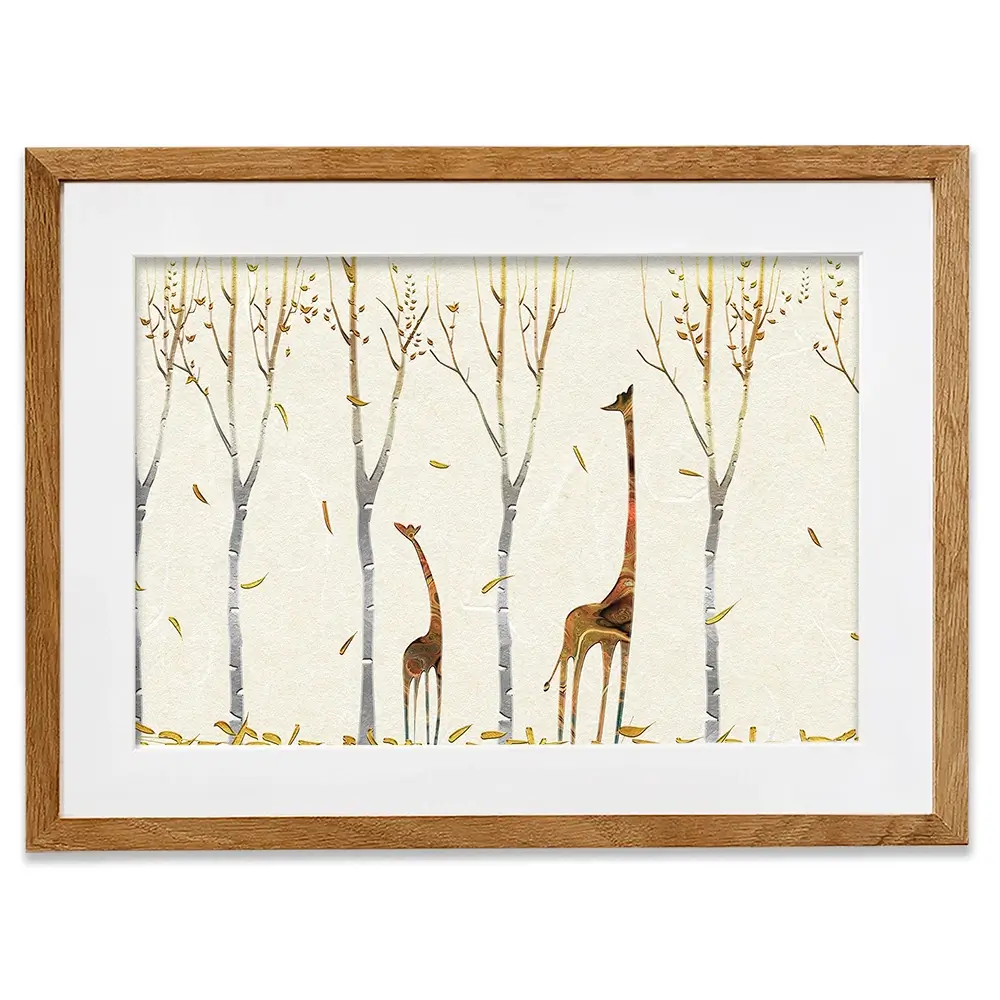 Autumn Giraffes Framed Art Print