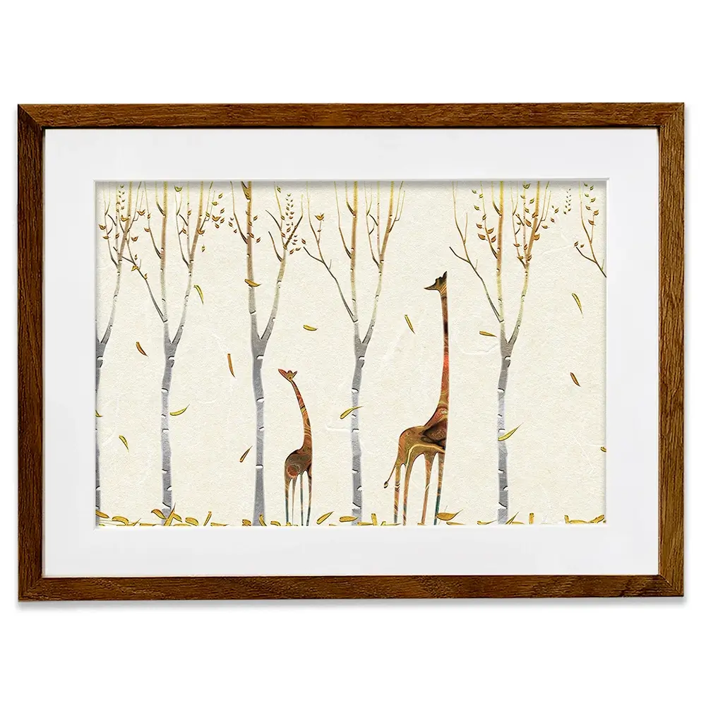 Autumn Giraffes Framed Art Print