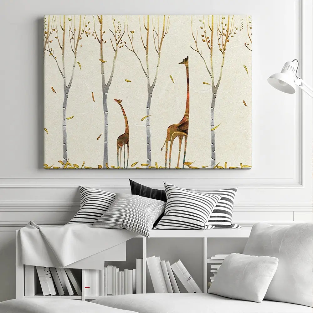 Autumn Giraffes Canvas Print