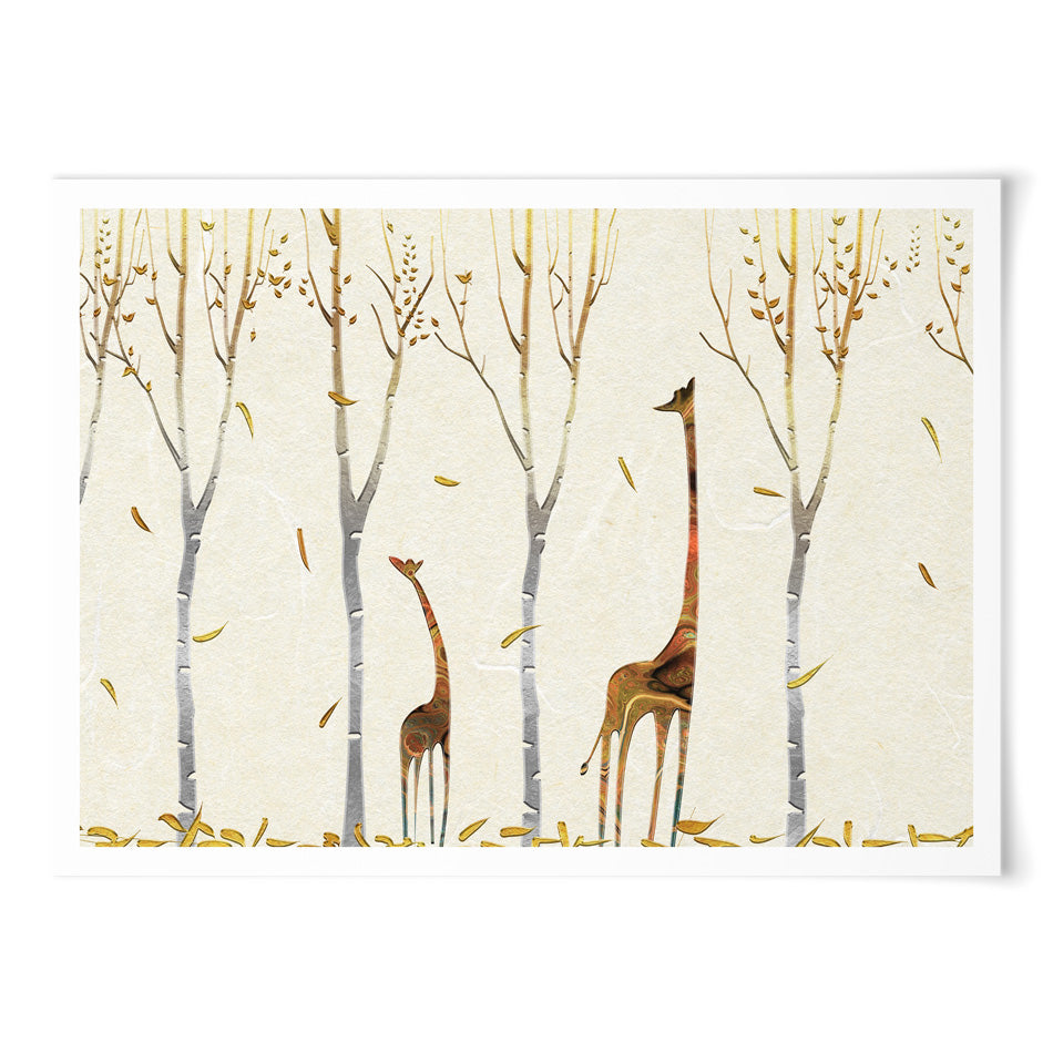 Autumn Giraffes Framed Art Print