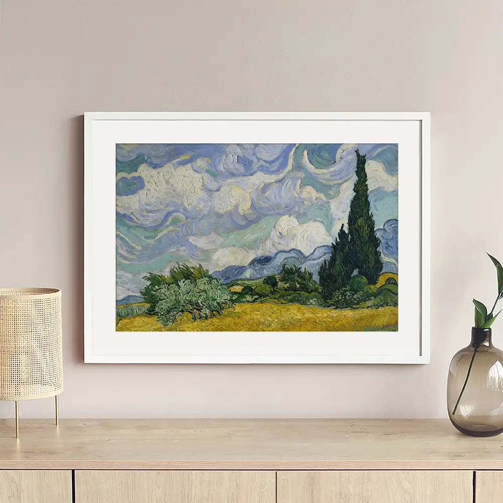 Wheat Field With Cypresses Framed Art Print