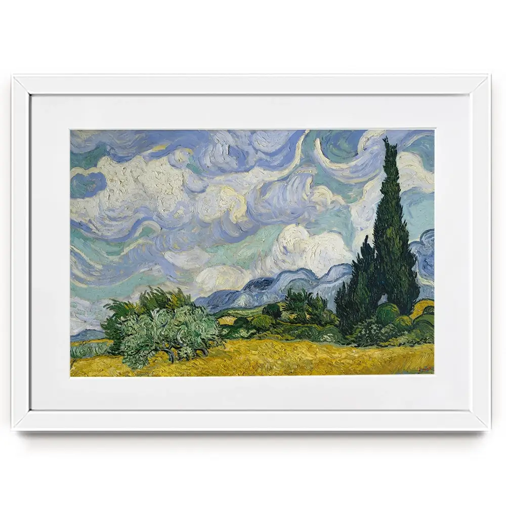 Wheat Field With Cypresses Framed Art Print