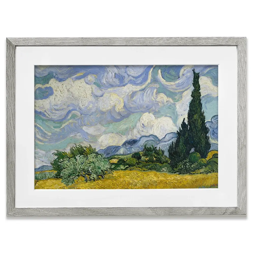 Wheat Field With Cypresses Framed Art Print