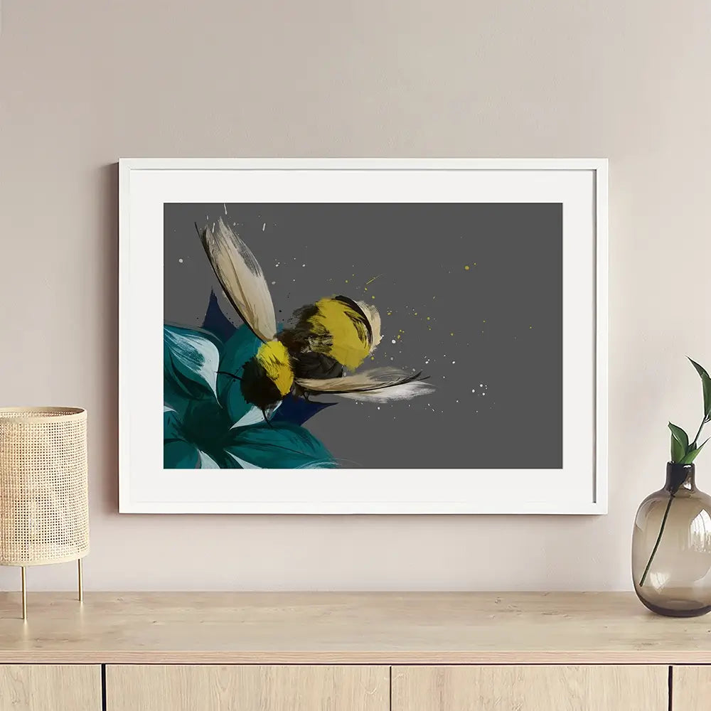 Bee On A Flower Framed Art Print