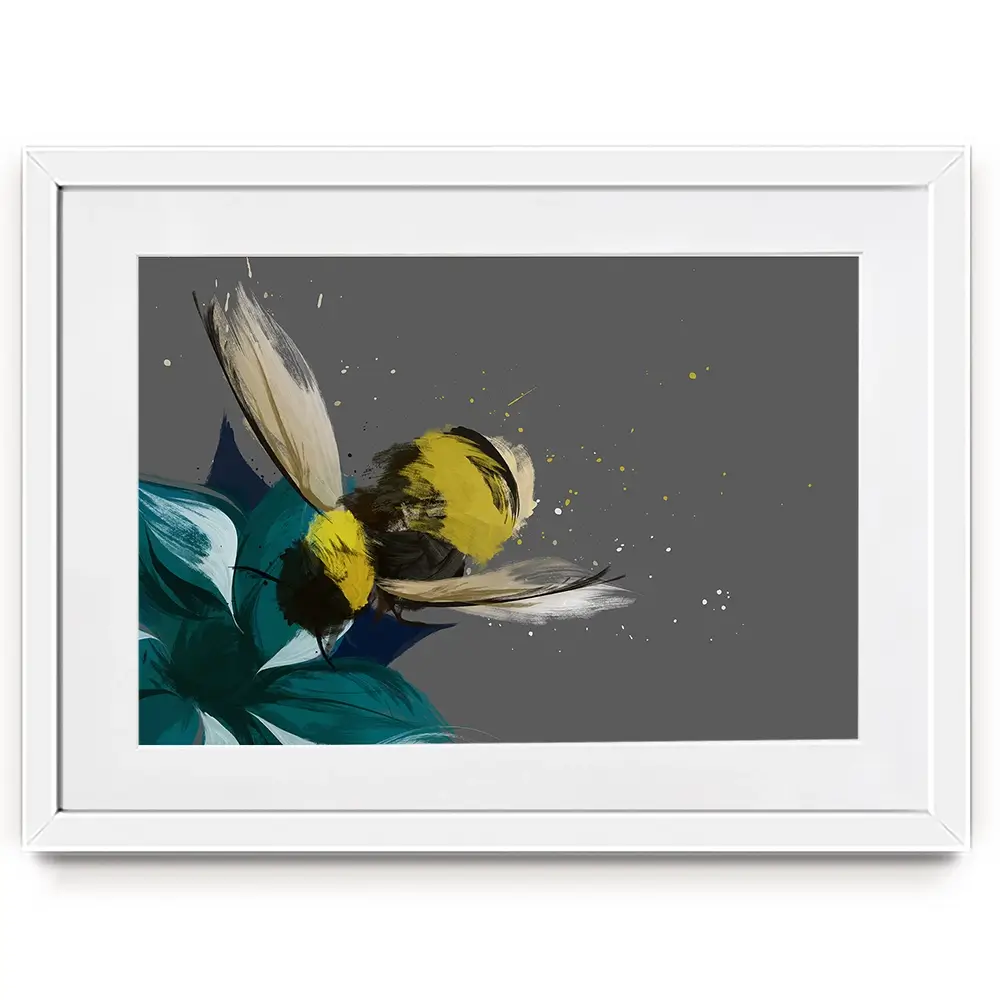 Bee On A Flower Framed Art Print