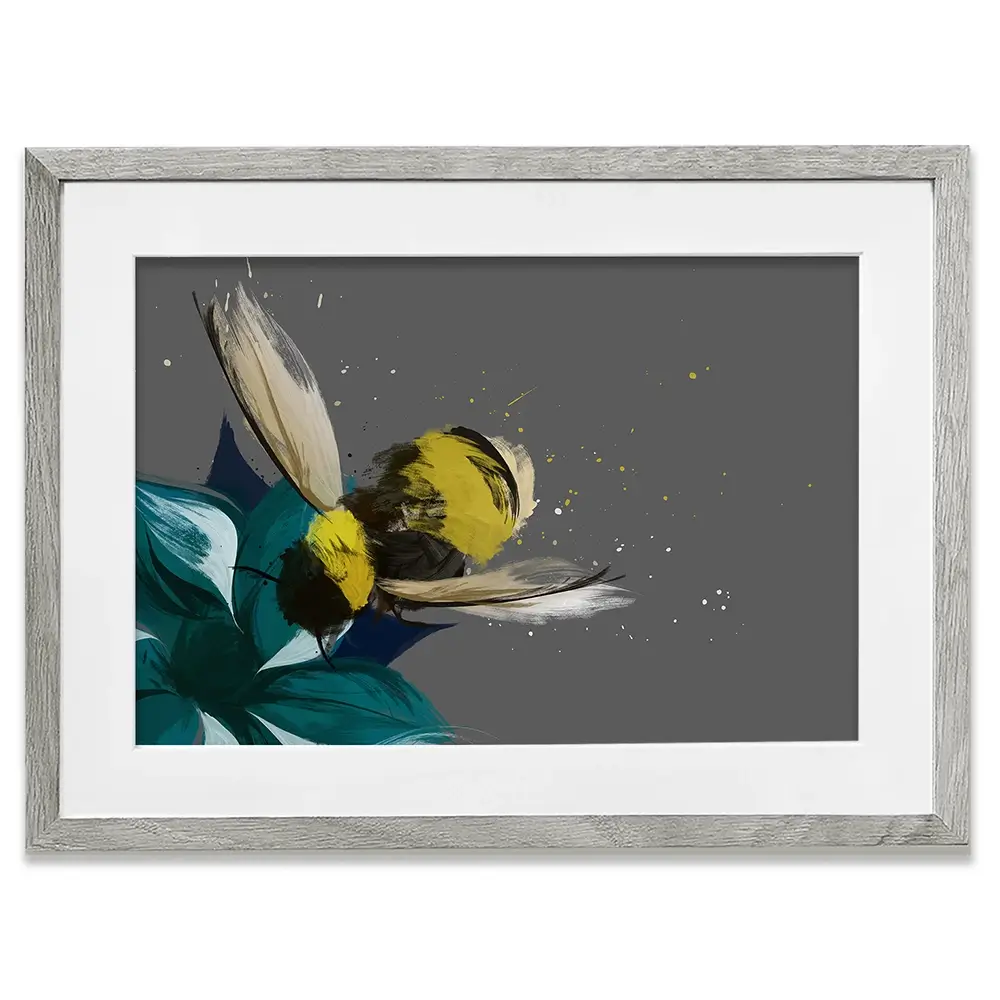 Bee On A Flower Framed Art Print