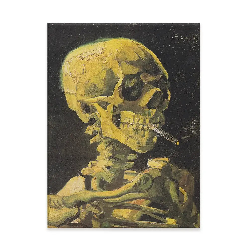 Skull Of A Skeleton With A Burning Cigarette Canvas Print