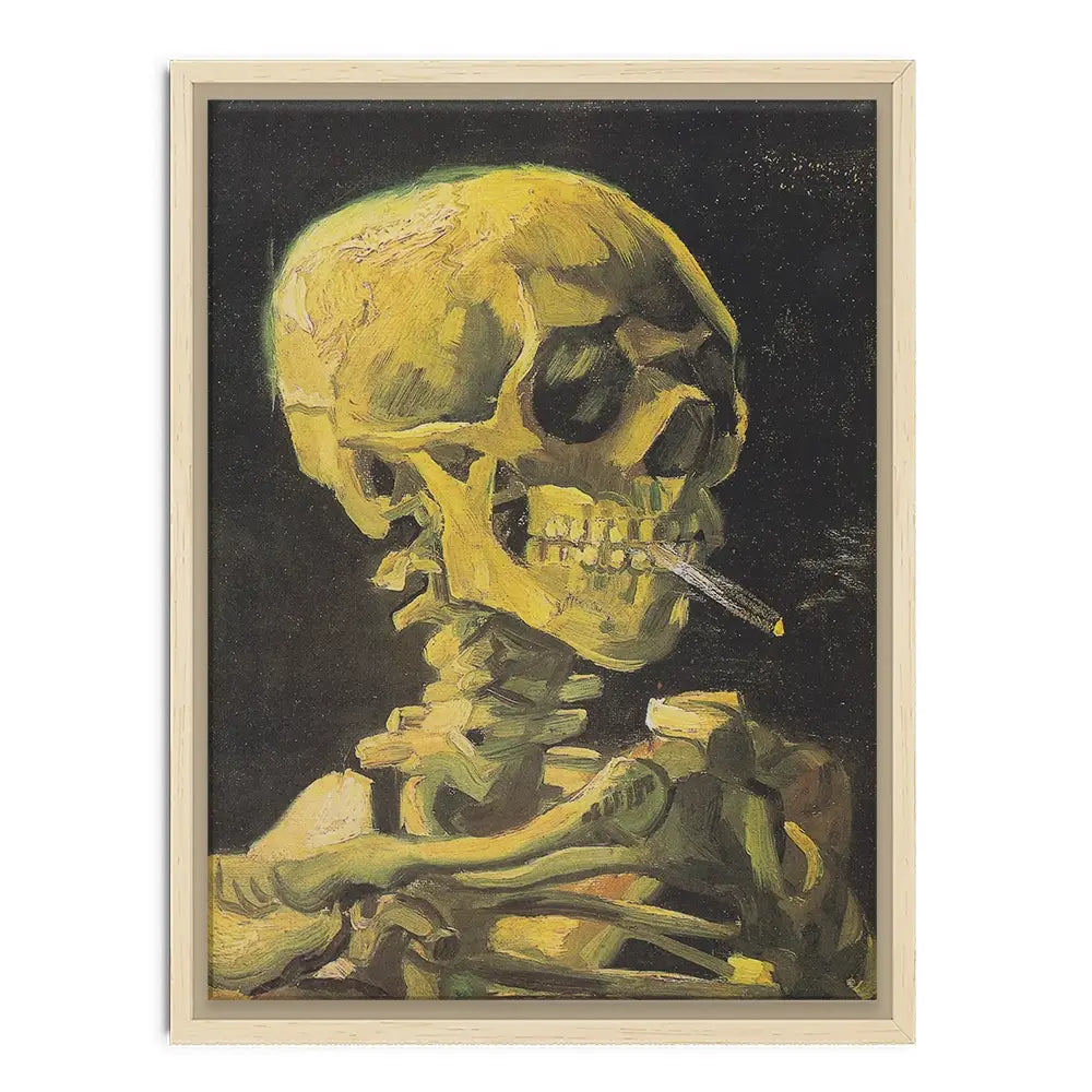 Skull Of A Skeleton With A Burning Cigarette Canvas Print