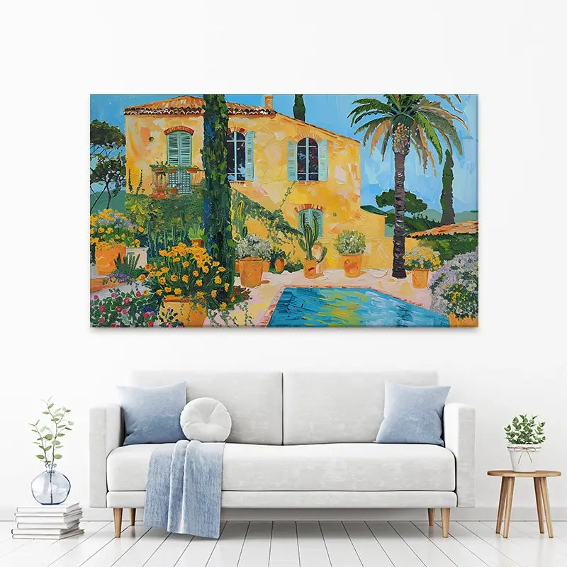 Spanish House By The Pool Canvas Print