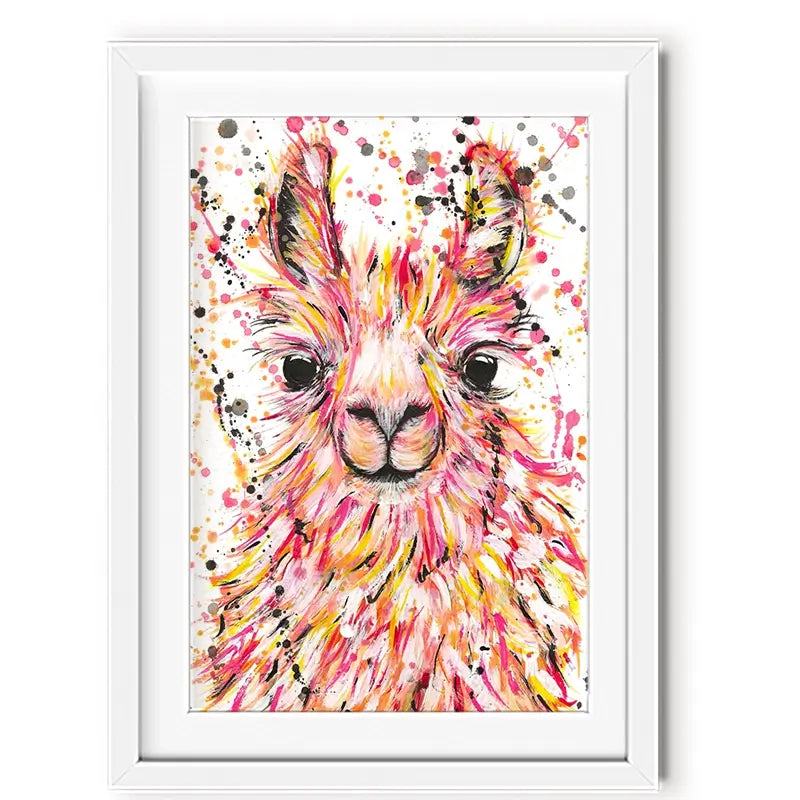 Llama Dusty Framed Art Print