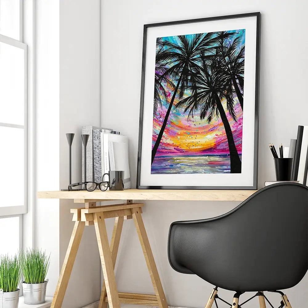 Sunset Beach Framed Art Print