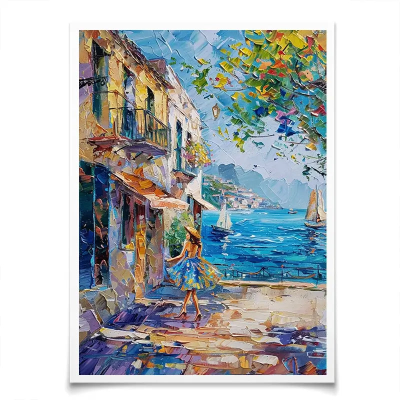 Woman Walking Down The Street Art Print