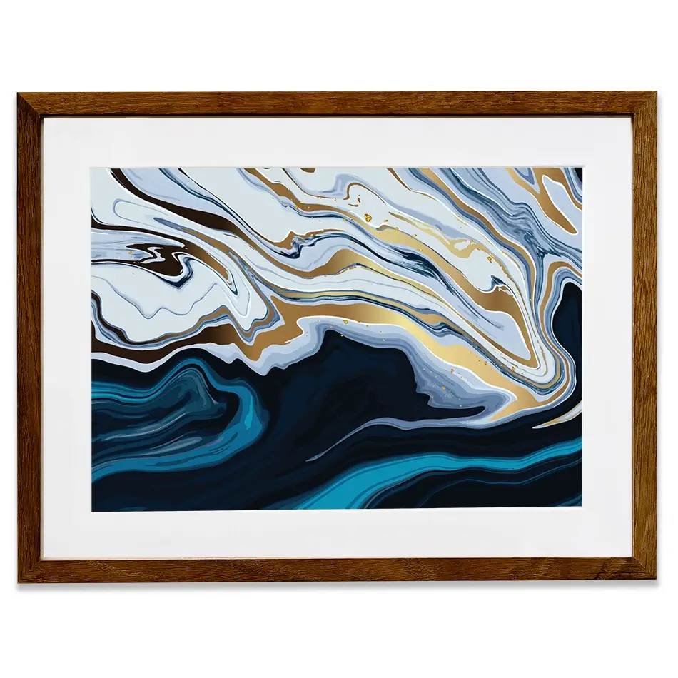 Blue Hues Marble Framed Art Print