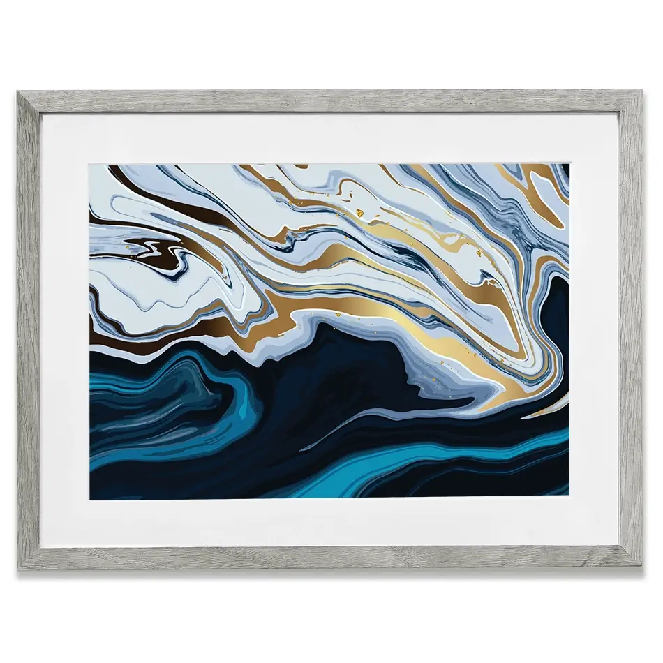 Blue Hues Marble Framed Art Print