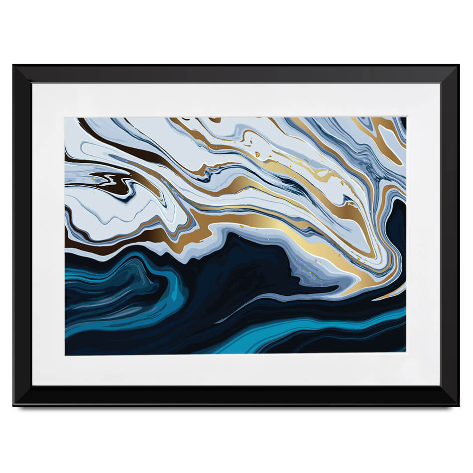 Blue Hues Marble Framed Art Print