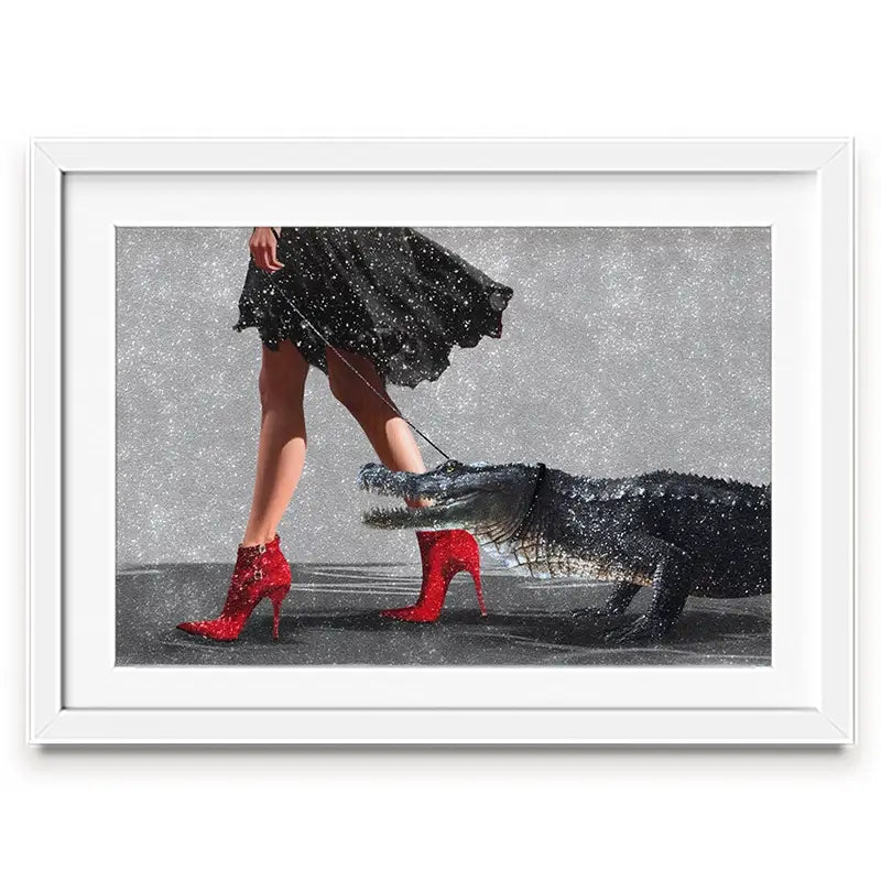 Woman With Crocodile Framed Art Print