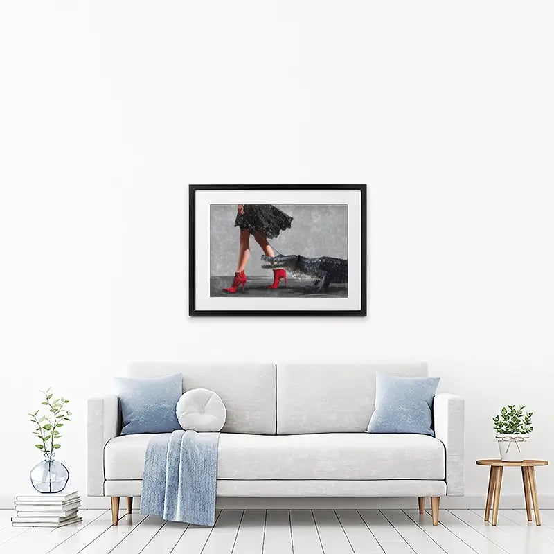 Woman With Crocodile Framed Art Print