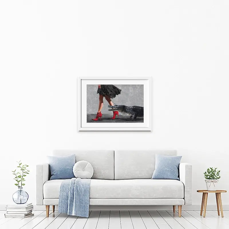 Woman With Crocodile Framed Art Print