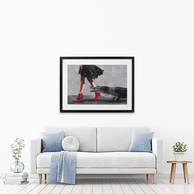 Woman With Crocodile Framed Art Print