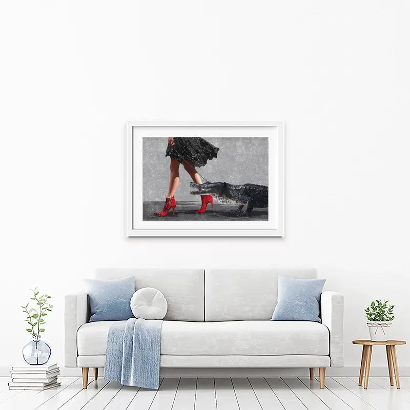 Woman With Crocodile Framed Art Print