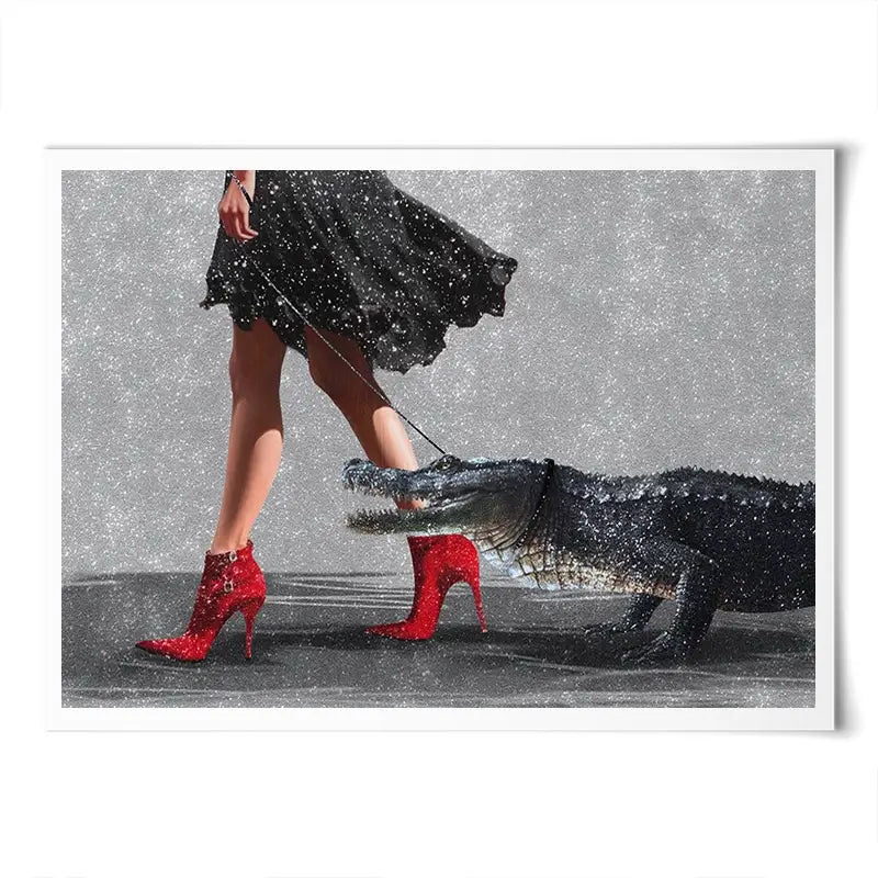 Woman With Crocodile Art Print