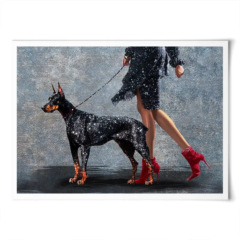 Woman With Doberman Art Print