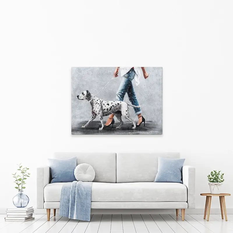 Woman With Dalmation Canvas Print