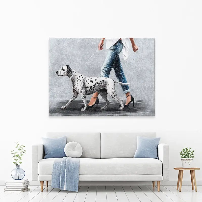 Woman With Dalmation Canvas Print