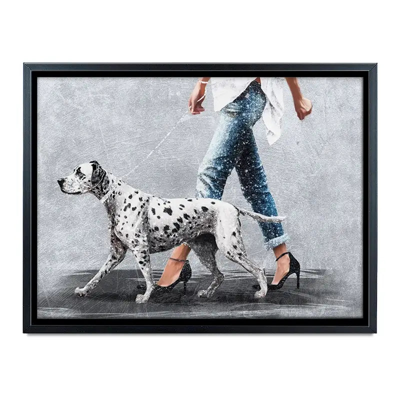 Woman With Dalmation Canvas Print