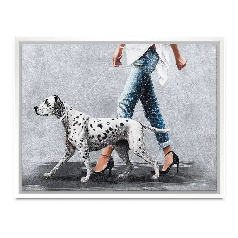 Woman With Dalmation Canvas Print