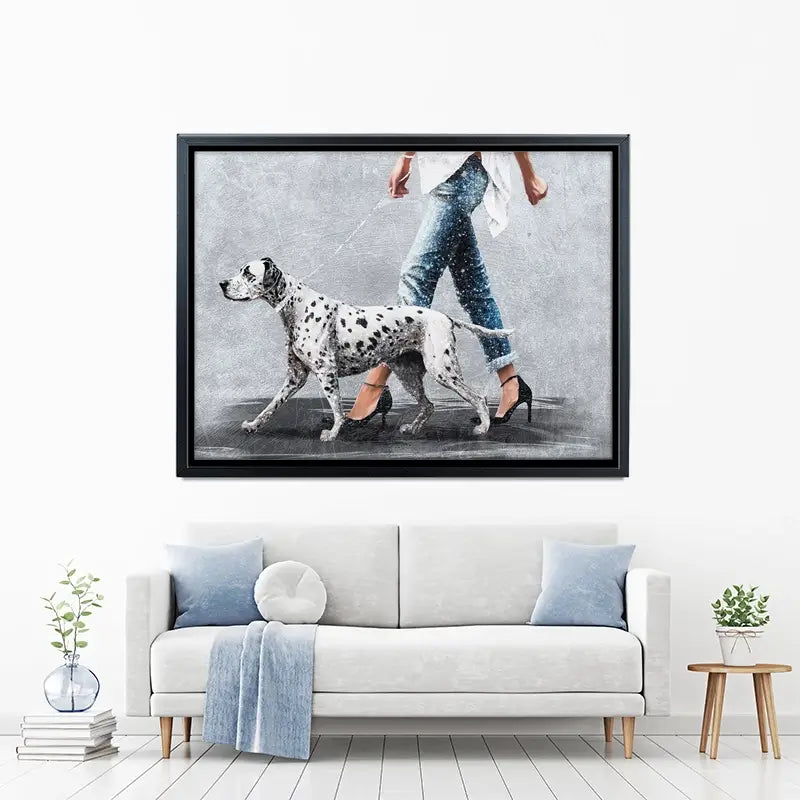 Woman With Dalmation Canvas Print