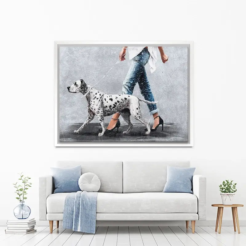 Woman With Dalmation Canvas Print