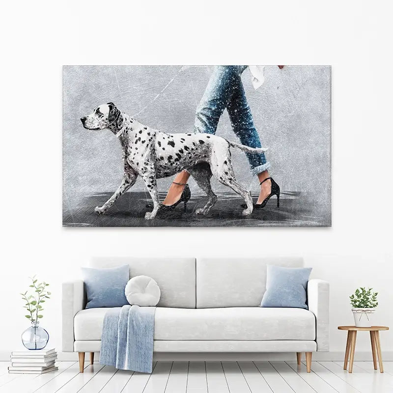 Woman With Dalmation Canvas Print