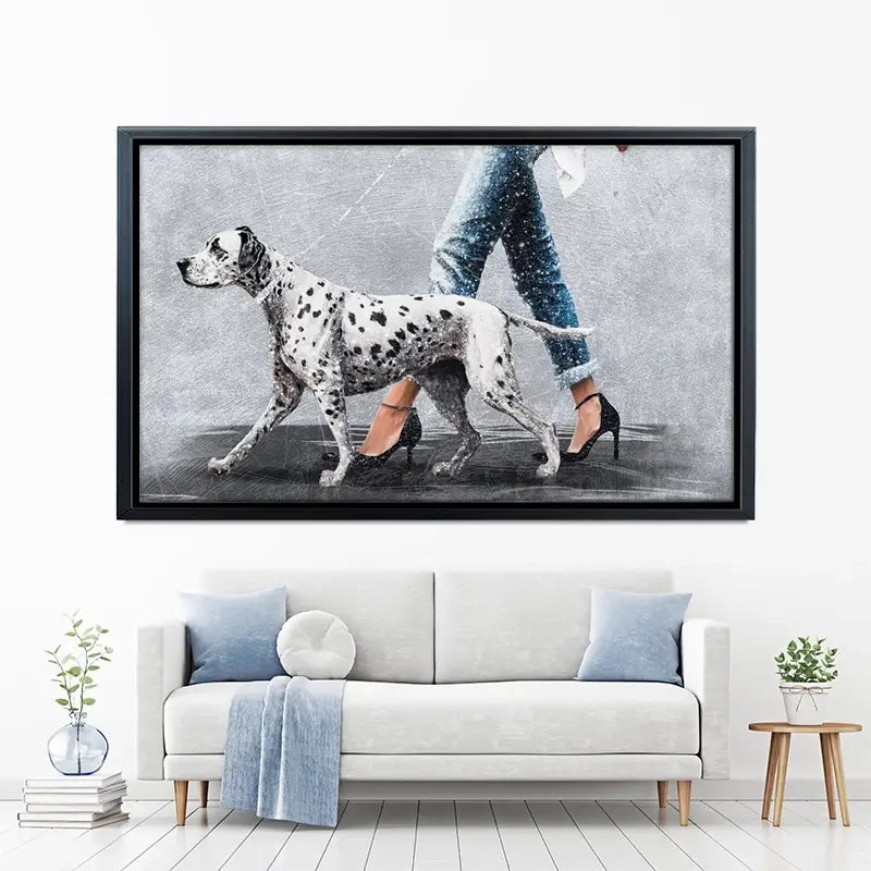 Woman With Dalmation Canvas Print