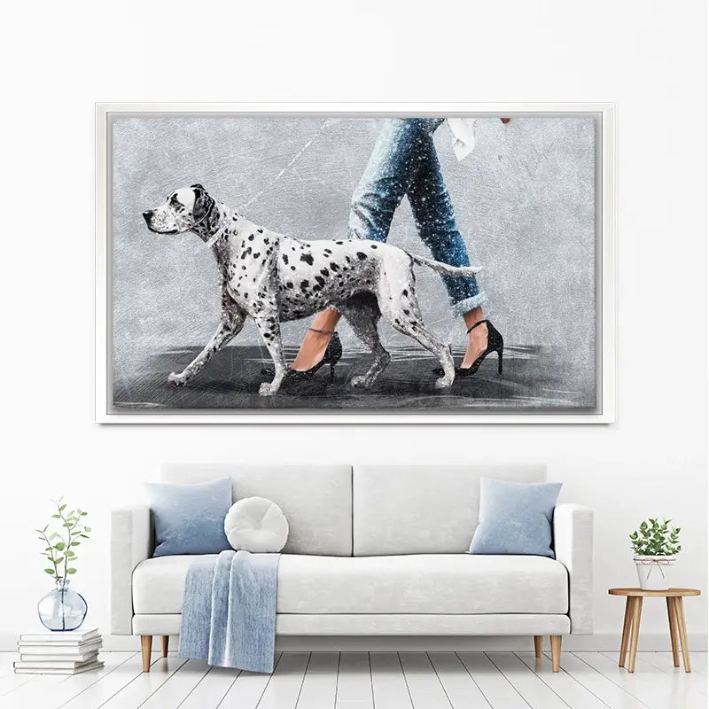 Woman With Dalmation Canvas Print