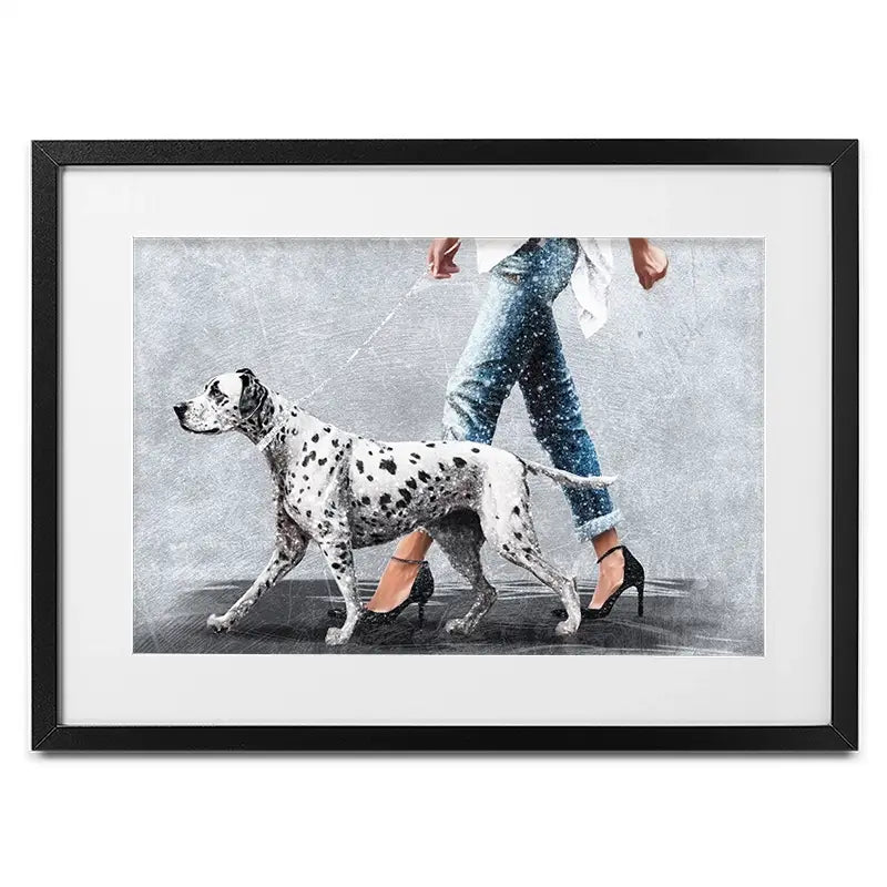 Woman With Dalmation Framed Art Print