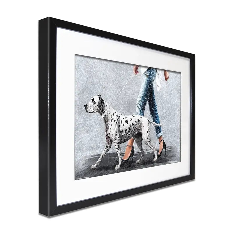 Woman With Dalmation Framed Art Print