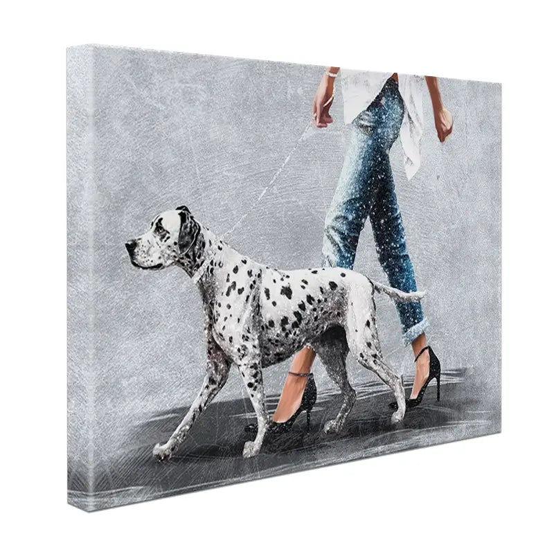 Woman With Dalmation Canvas Print