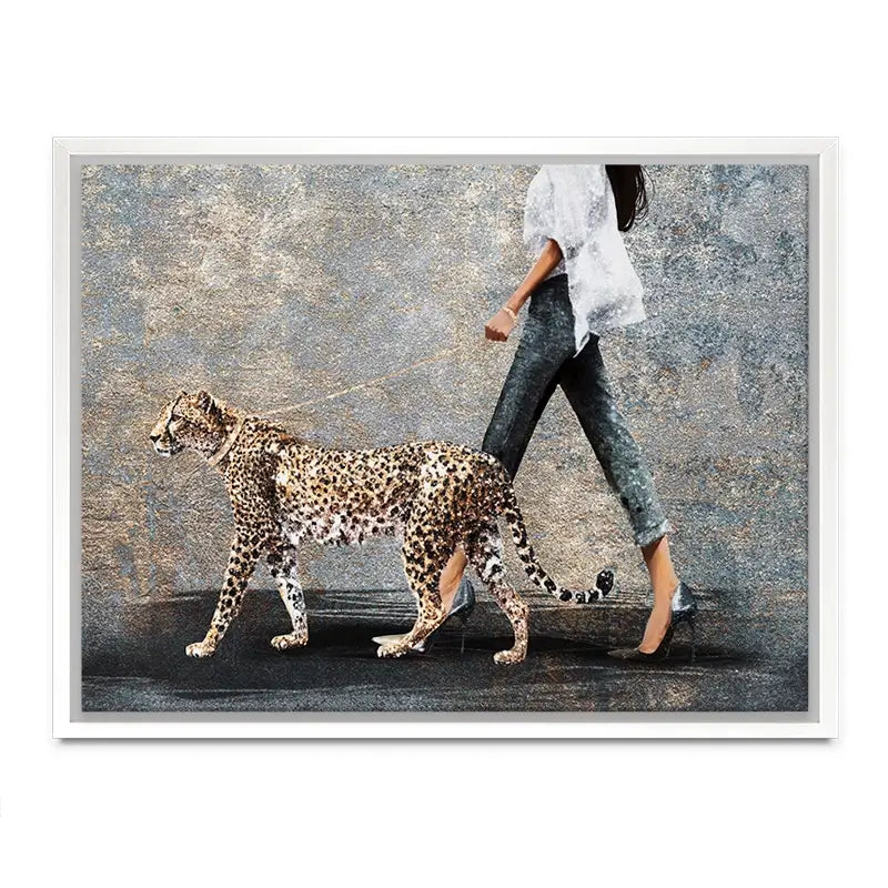 Woman With Leopard Canvas Print