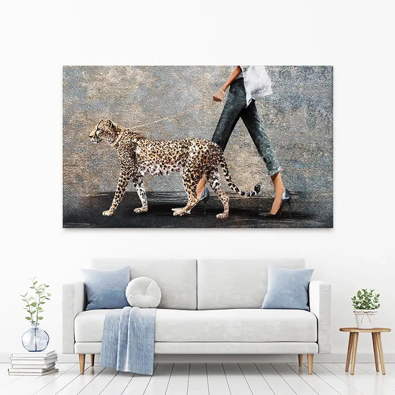 Woman With Leopard Canvas Print