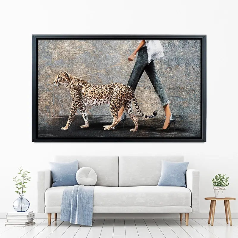 Woman With Leopard Canvas Print