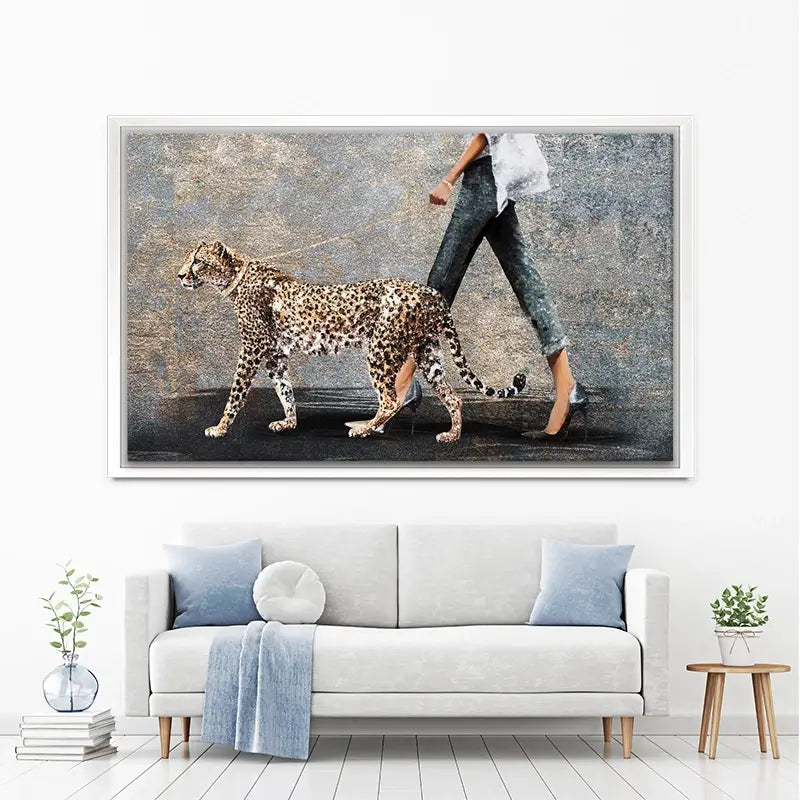 Woman With Leopard Canvas Print